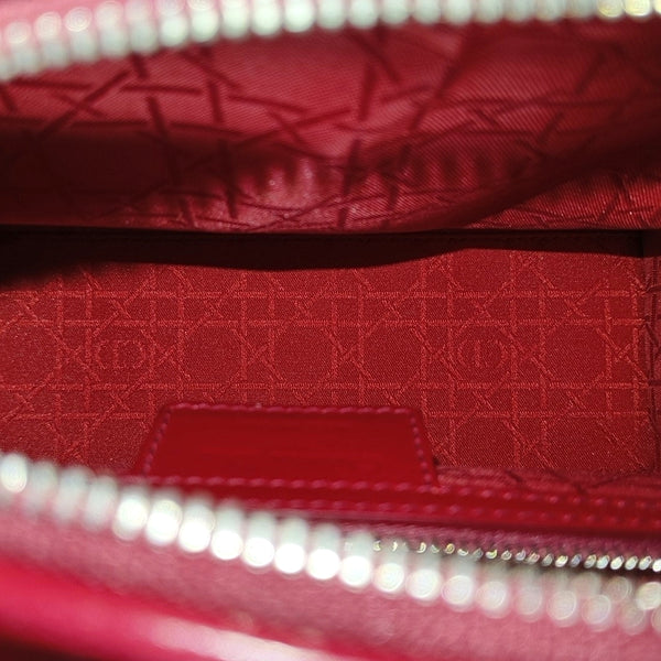 Lady Dior Medium Cannage Patent Leather Red