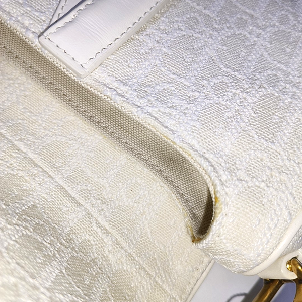 Authenticated pre-owned  Saddle Mini Canvas White - Top Handle Bag at Looply