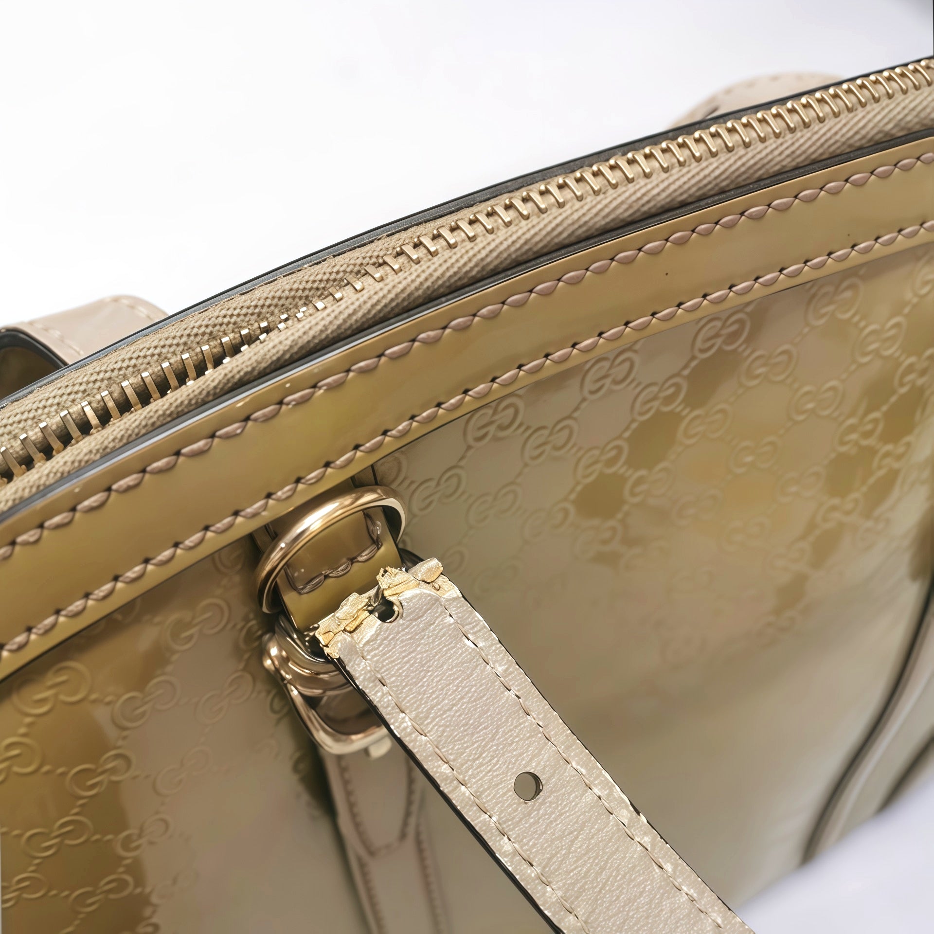 Authenticated pre-owned  Microguccissima Monogram Patent Leather Green - Top Handle Bag at Looply