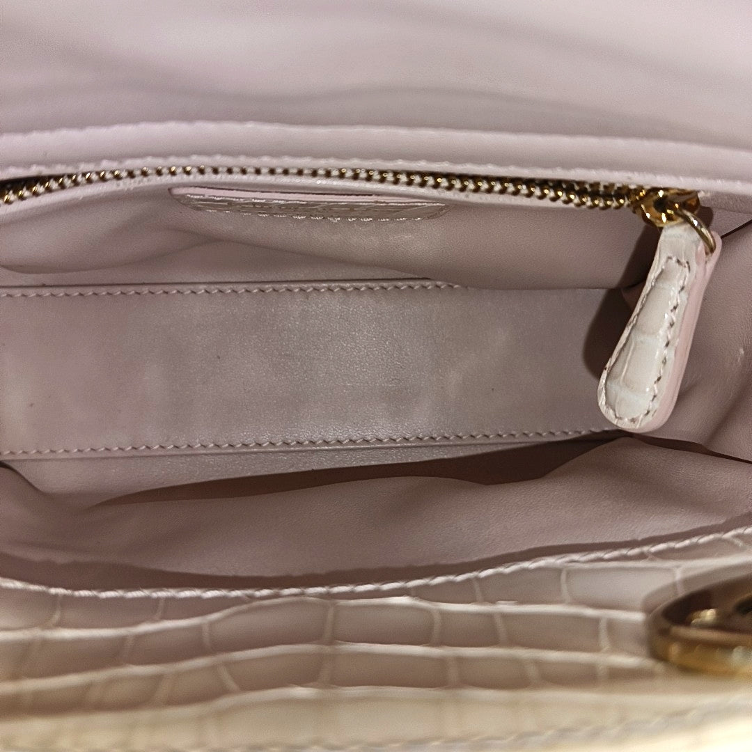 Lady Dior Mini Crocodile Beige