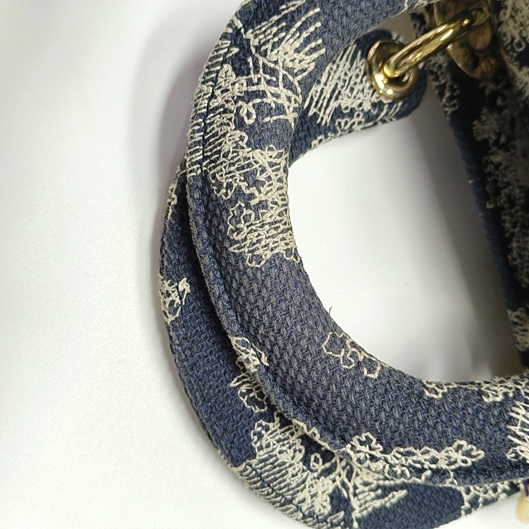 Authenticated pre-owned  Lady Dior Mini Canvas Blue - Shoulder Bag at Looply