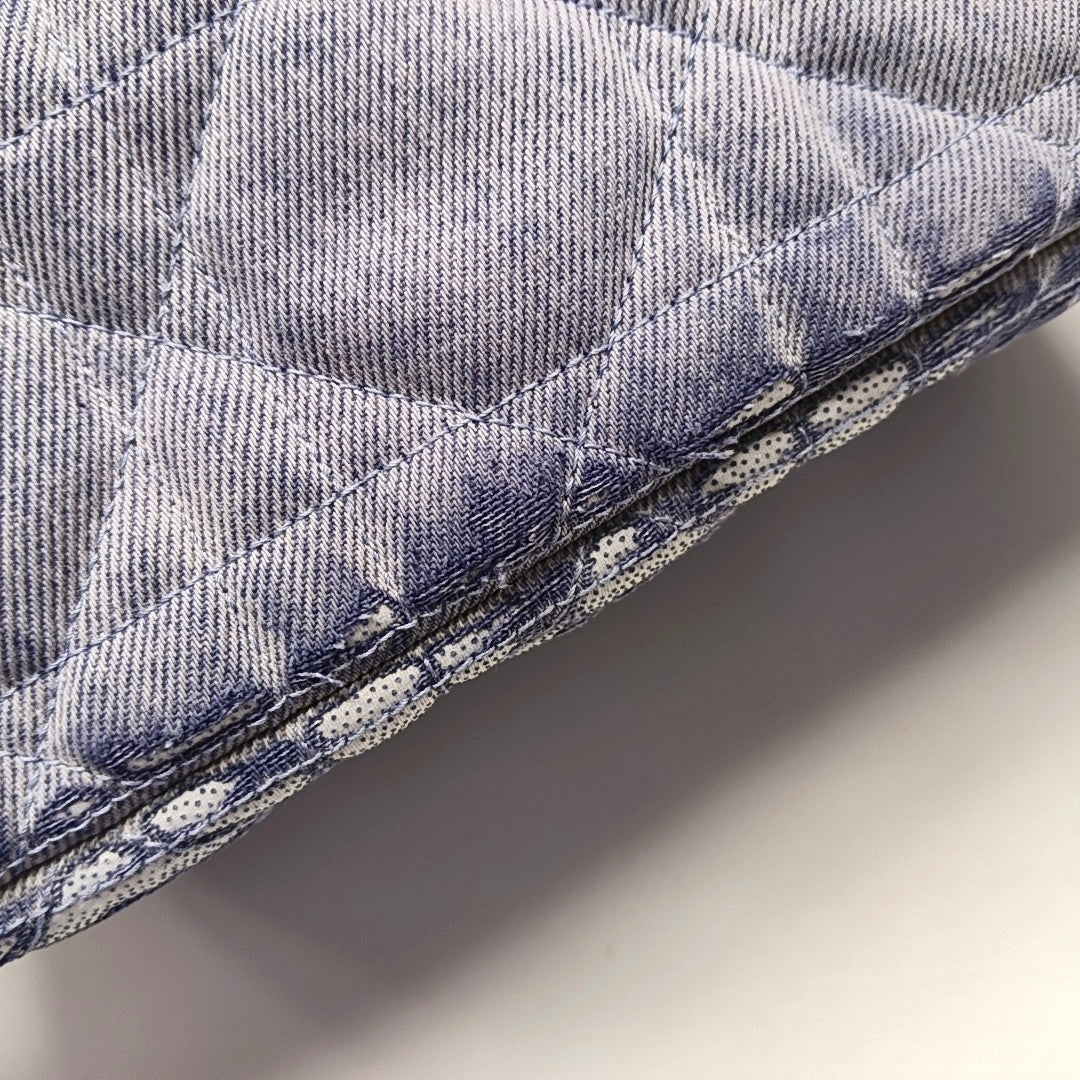 Authenticated pre-owned  Dior Caro Medium Quilted Denim Blue - Shoulder Bag at Looply