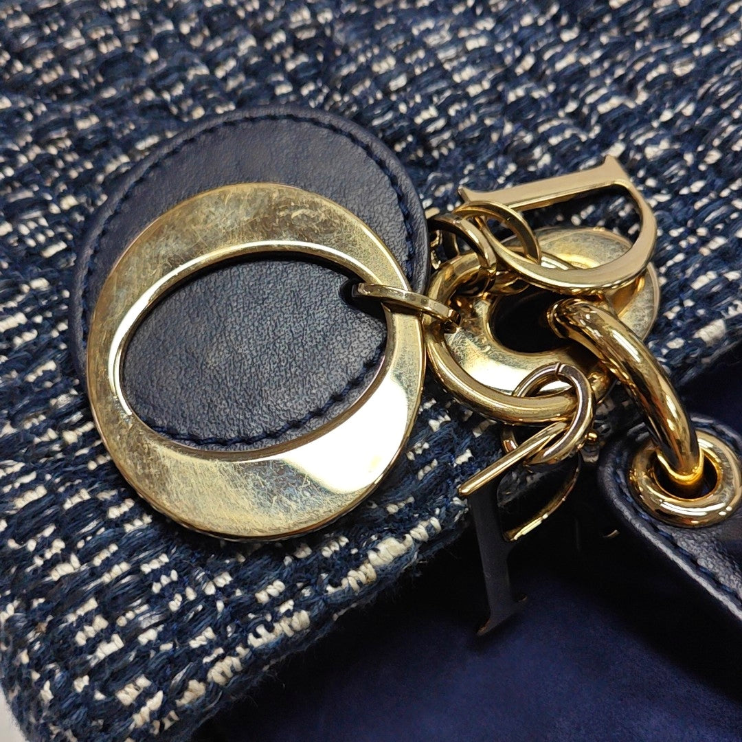 Authenticated pre-owned  Lady D-Joy Medium Fabric Blue - Shoulder Bag at Looply