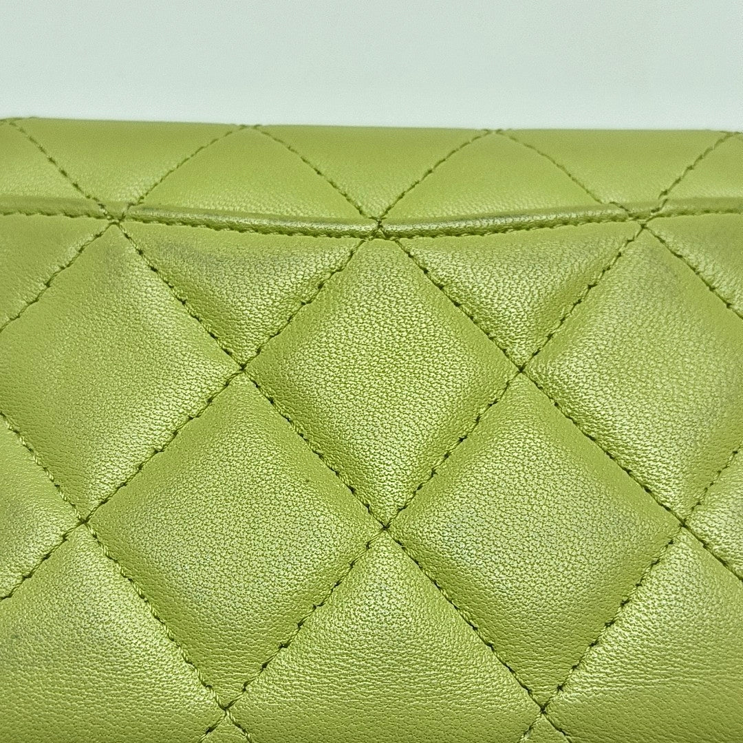Authenticated pre-owned  Classic Flap Quilted Lambskin Green Wallet - Wallet at Looply