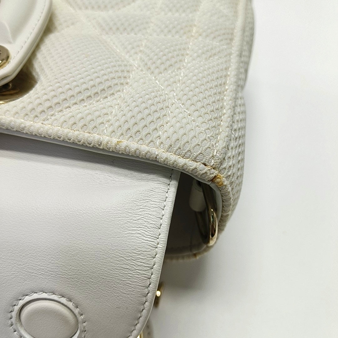 Authenticated pre-owned  Lady D-Joy Medium Fabric White - Shoulder Bag at Looply