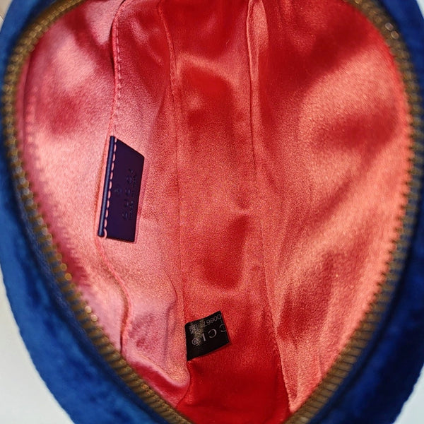 Authenticated pre-owned  GG Marmont Velvet Blue - Belt Bag at Looply