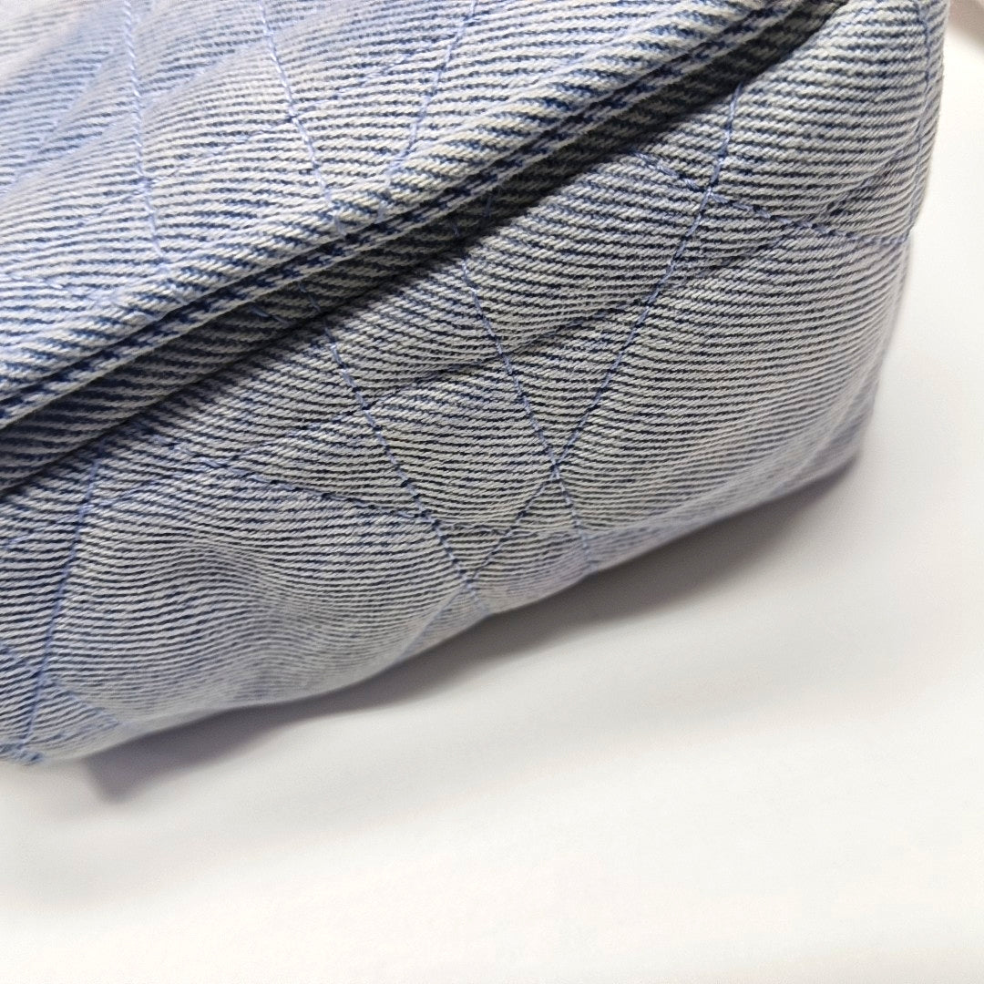 Authenticated pre-owned  Dior Caro Medium Quilted Denim Blue - Shoulder Bag at Looply
