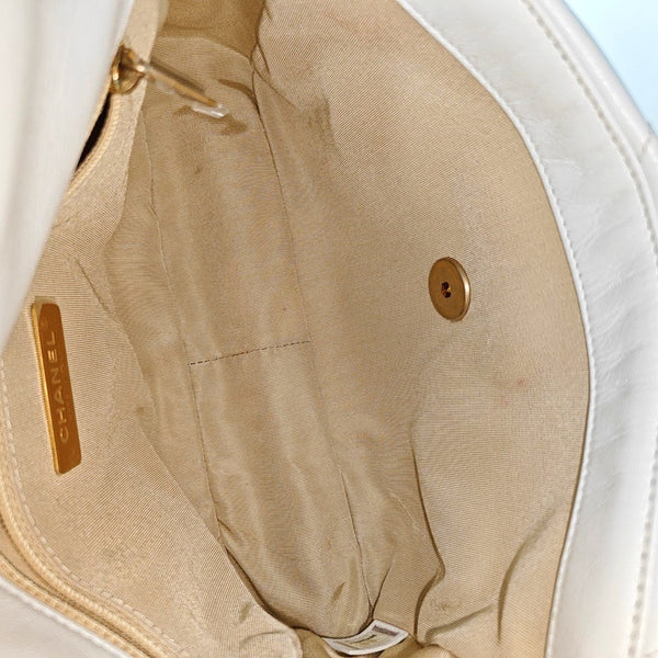 CHANEL 19 Small Quilted Lambskin White