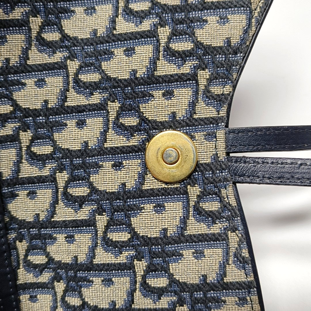Authenticated pre-owned  Saddle Medium Oblique Canvas Blue - Shoulder Bag at Looply