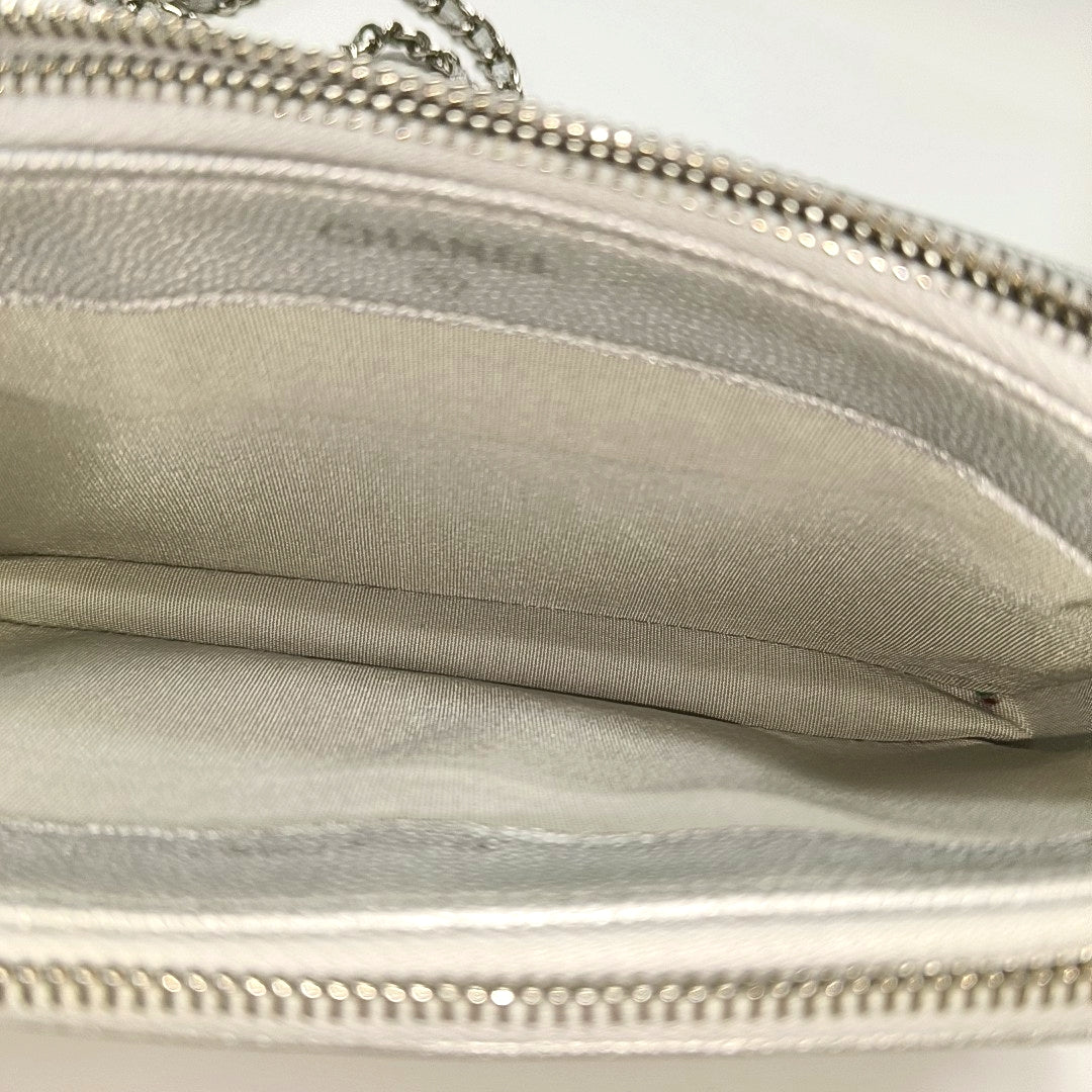 Chevron Grained Lambskin Silver