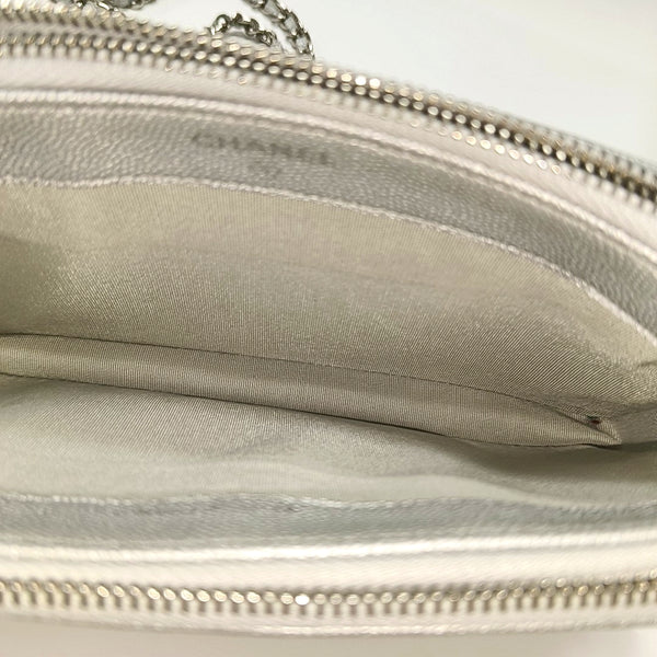 Chevron Grained Lambskin Silver