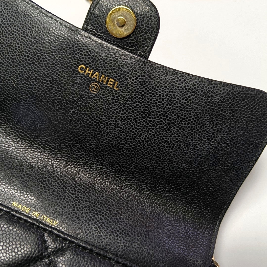 Authenticated pre-owned  Classic Flap Quilted Grained Calfskin Black - Shoulder Bag at Looply
