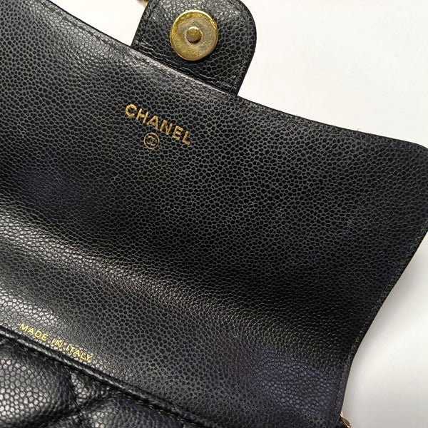 Authenticated pre-owned  Classic Flap Quilted Grained Calfskin Black - Shoulder Bag at Looply