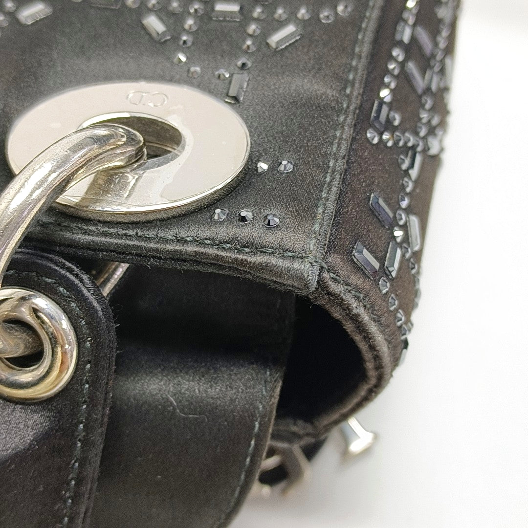 Authenticated pre-owned  Lady Dior Mini Silk Satin Black - Shoulder Bag at Looply