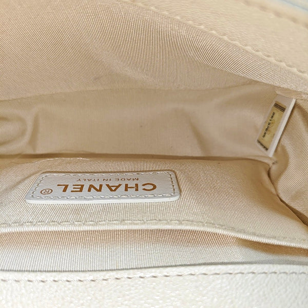 BOY CHANEL Small Quilted Grained Calfskin Beige