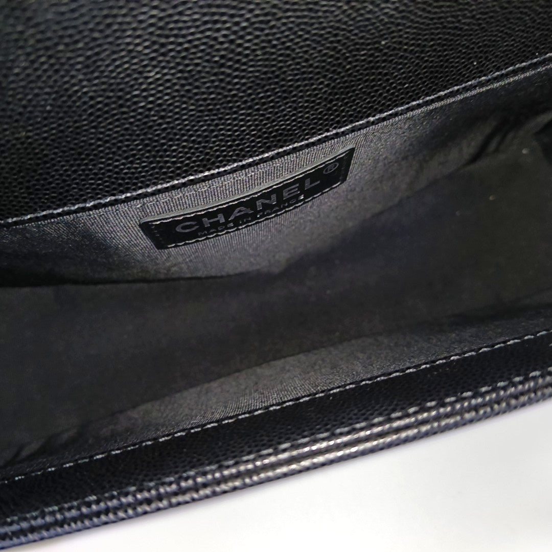 BOY CHANEL Medium Quilted Grained Calfskin Black