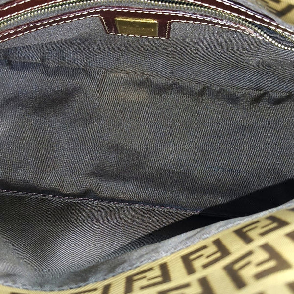 Coated Canvas Top Handle Bag Brown