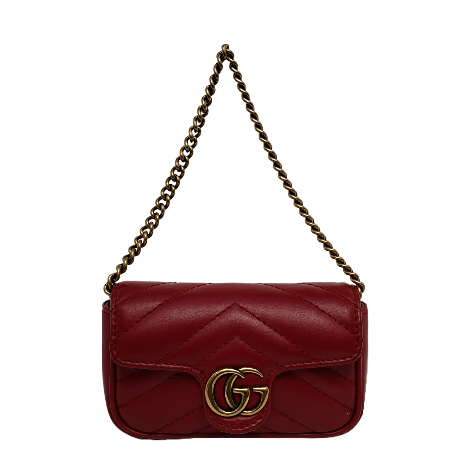 Authenticated pre-owned  GG Marmont Super Mini Calfskin Red - Top Handle Bag at Looply