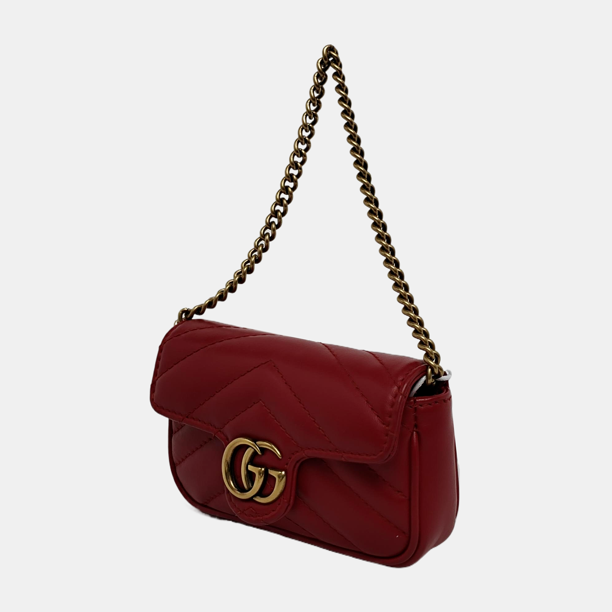 Authenticated pre-owned  GG Marmont Super Mini Calfskin Red - Top Handle Bag at Looply