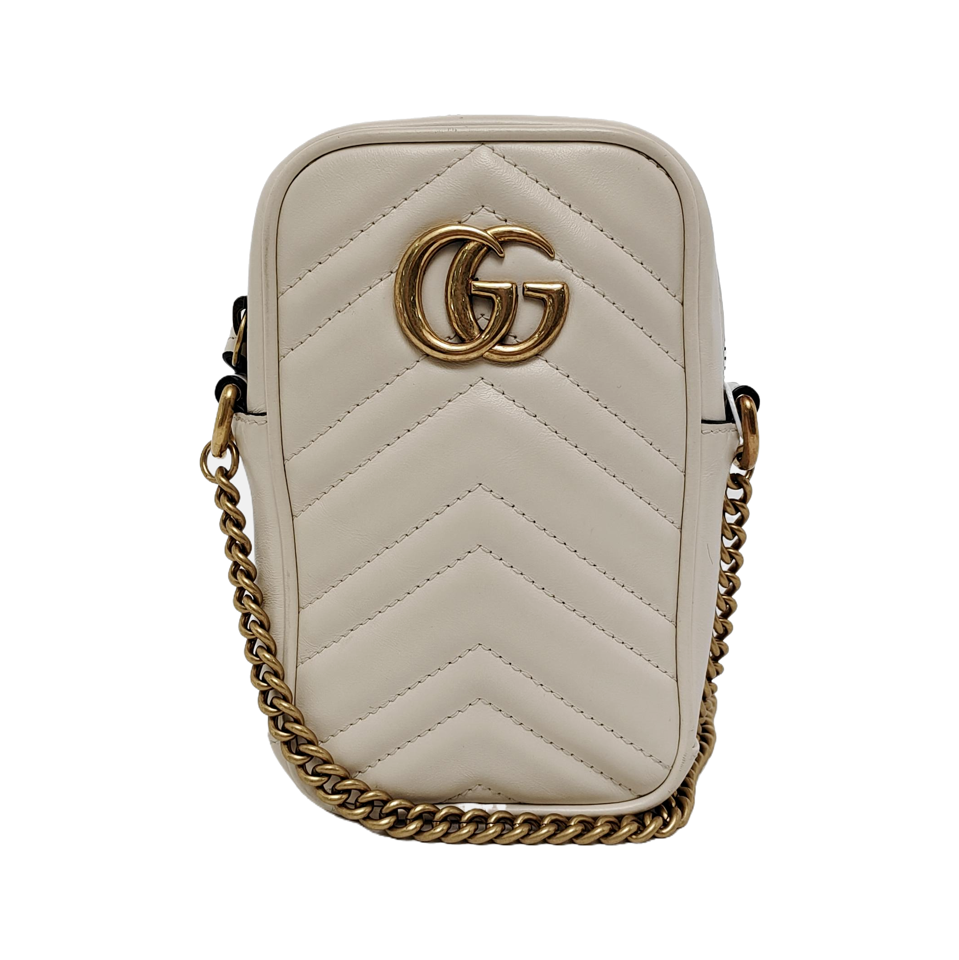 Authenticated pre-owned  GG Marmont Mini Calfskin White - Crossbody Bag at Looply