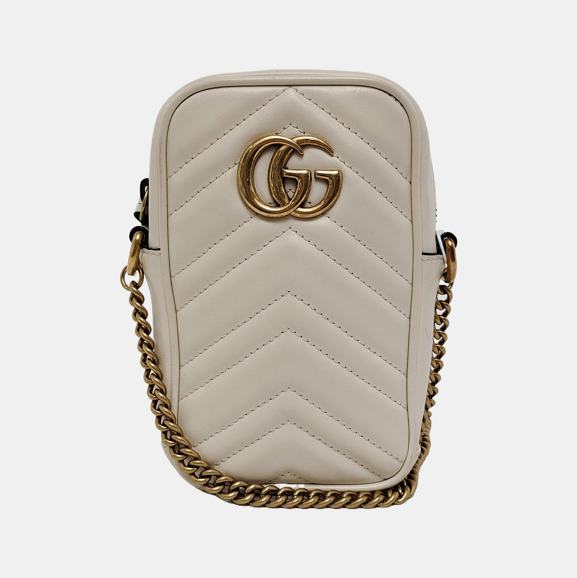 Authenticated pre-owned  GG Marmont Mini Calfskin White - Crossbody Bag at Looply