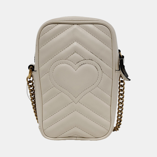 Authenticated pre-owned  GG Marmont Mini Calfskin White - Crossbody Bag at Looply