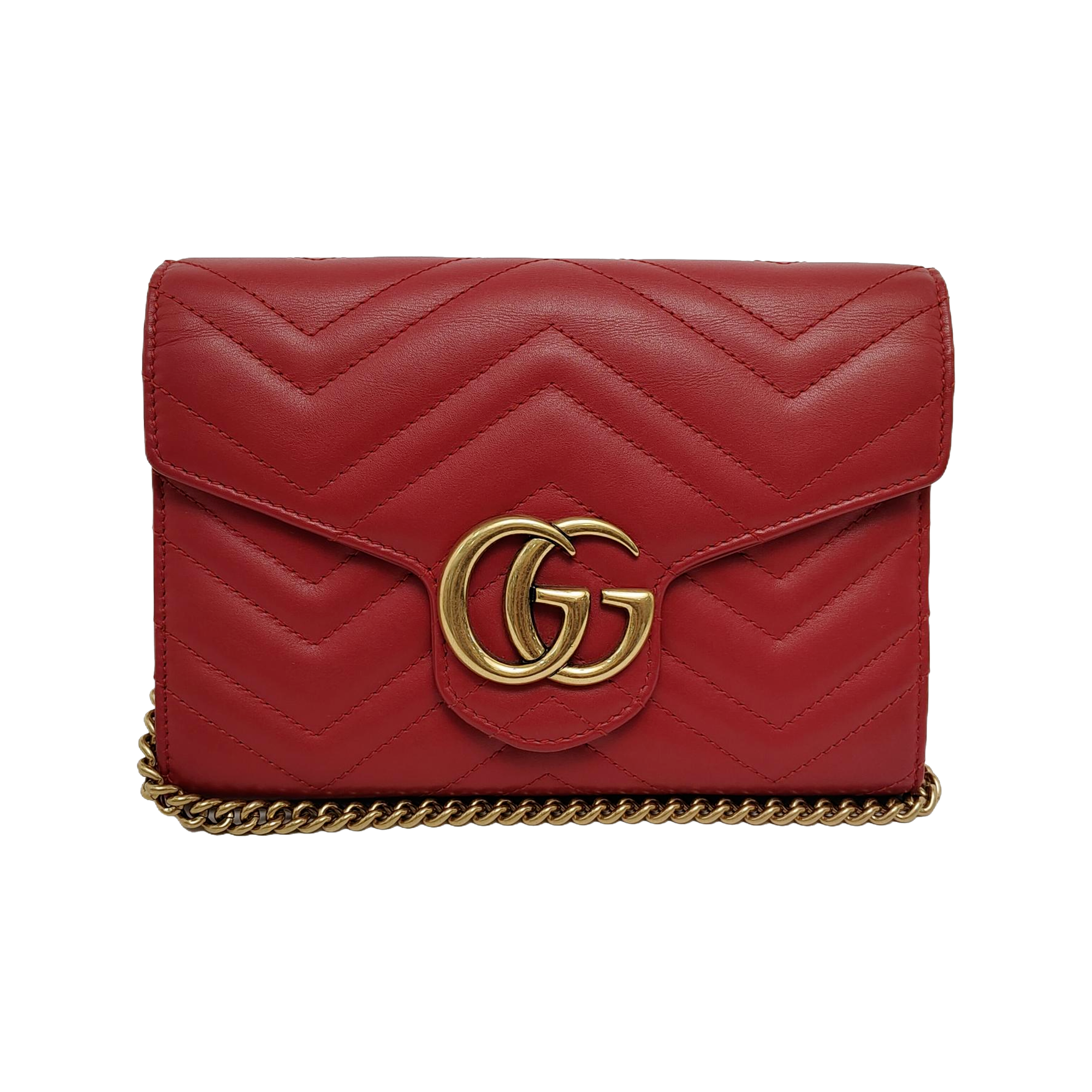 Authenticated pre-owned  GG Marmont Mini Calfskin Red - Crossbody Bag at Looply