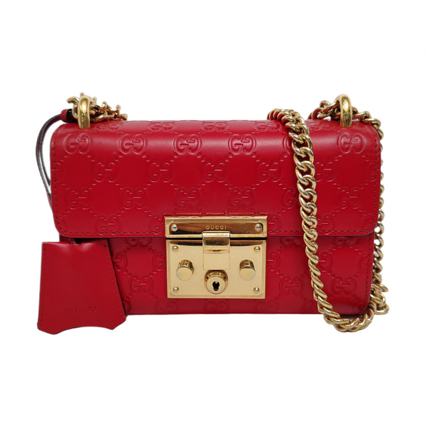 Authenticated pre-owned  Padlock Small Monogram Calfskin Red - Shoulder Bag at Looply