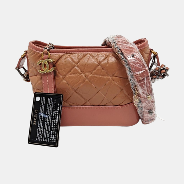 Authenticated pre-owned  Gabrielle Small Quilted Calfskin Beige - Crossbody Bag at Looply