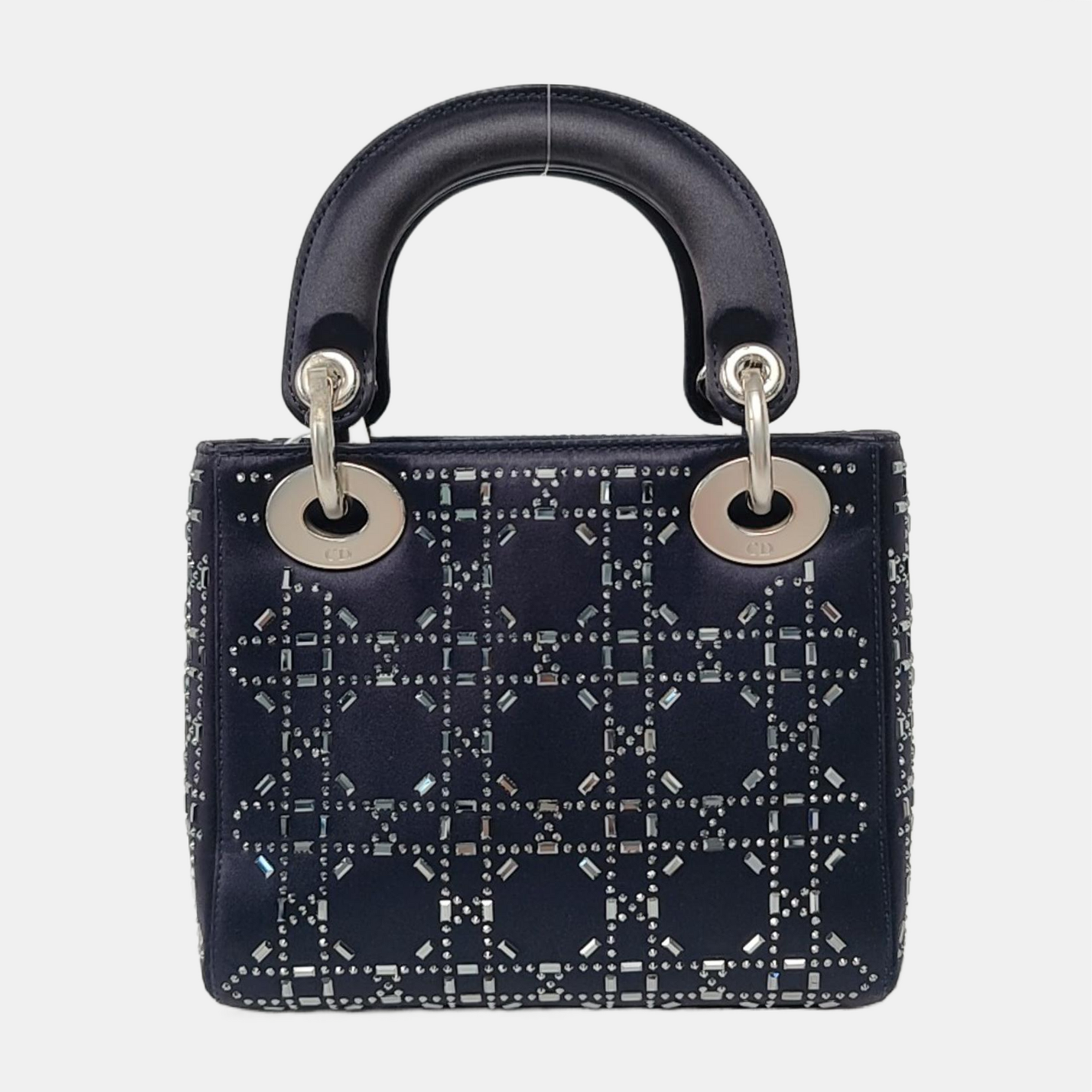 Authenticated pre-owned  Lady Dior Mini Silk Satin Blue - Crossbody Bag at Looply