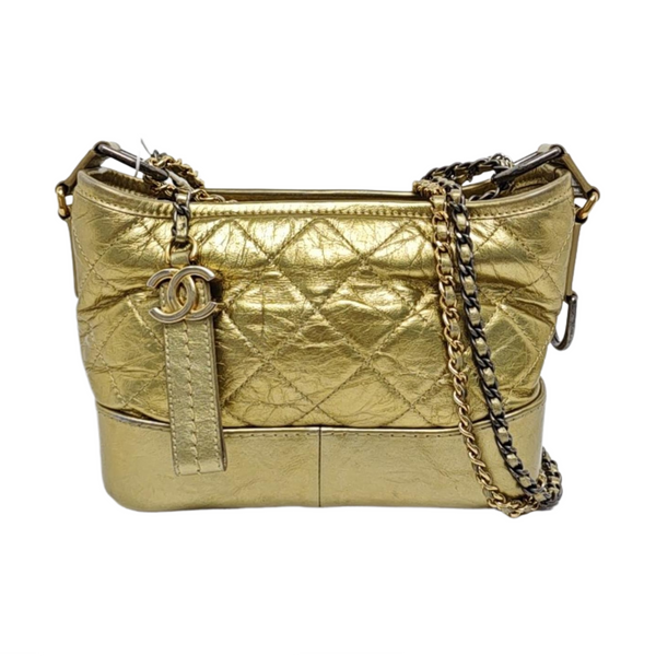 Authenticated pre-owned  Gabrielle Small Quilted Calfskin Gold - Crossbody Bag at Looply