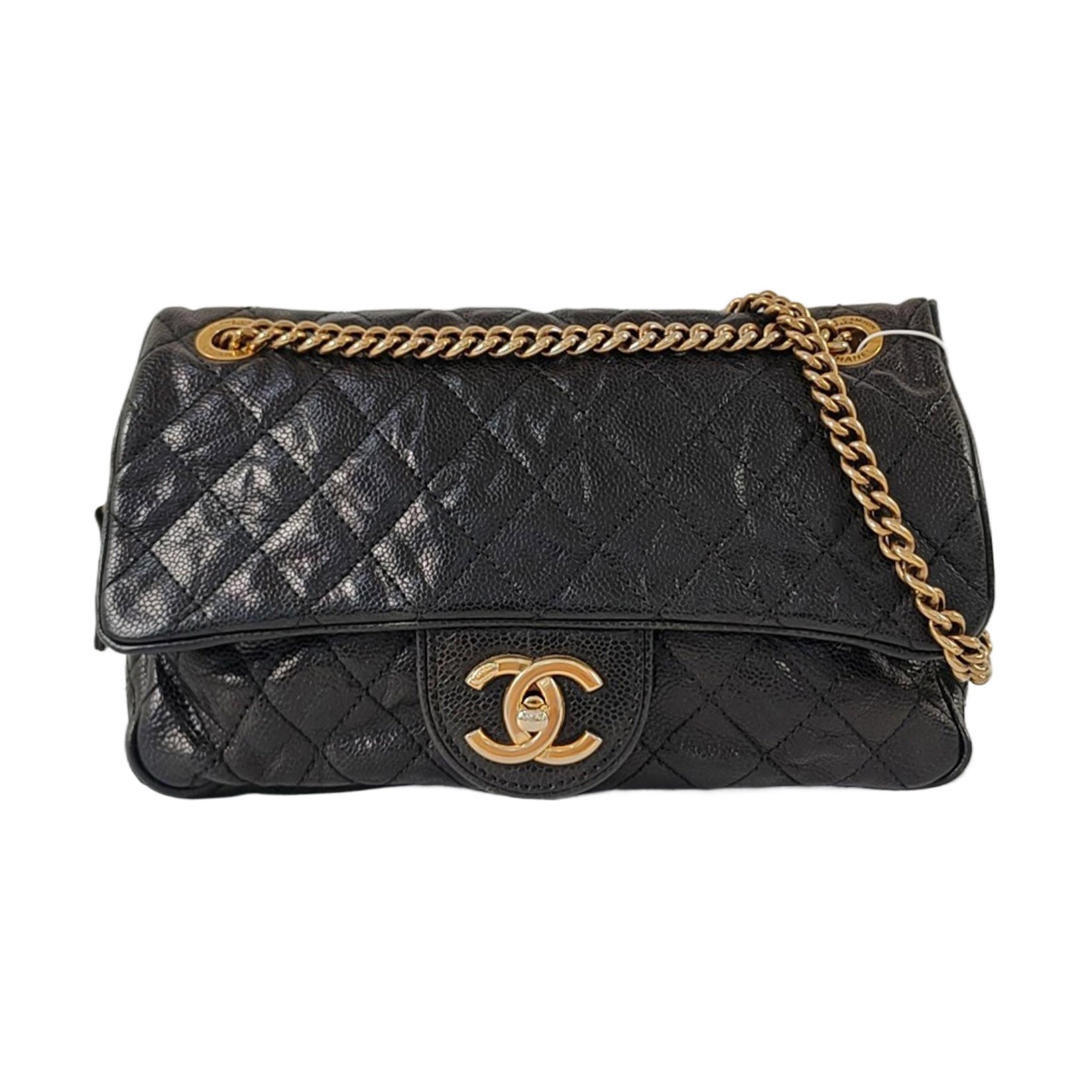 Authenticated pre-owned  Classic Flap Medium Quilted Calfskin Black - Crossbody Bag at Looply
