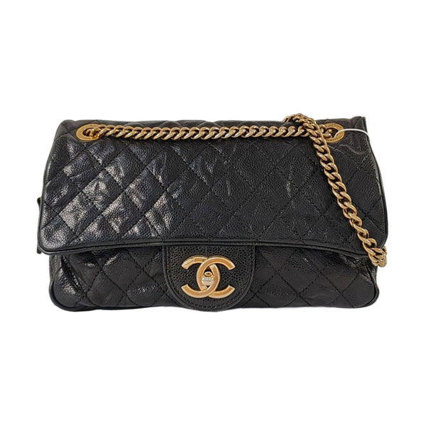 Authenticated pre-owned  Classic Flap Medium Quilted Calfskin Black - Crossbody Bag at Looply