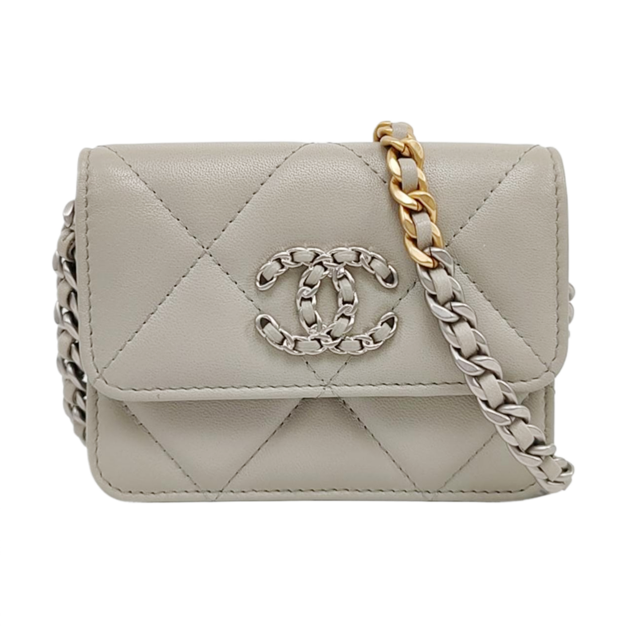 Authenticated pre-owned  Chanel 19 Quilted Lambskin Gray - Crossbody Bag at Looply