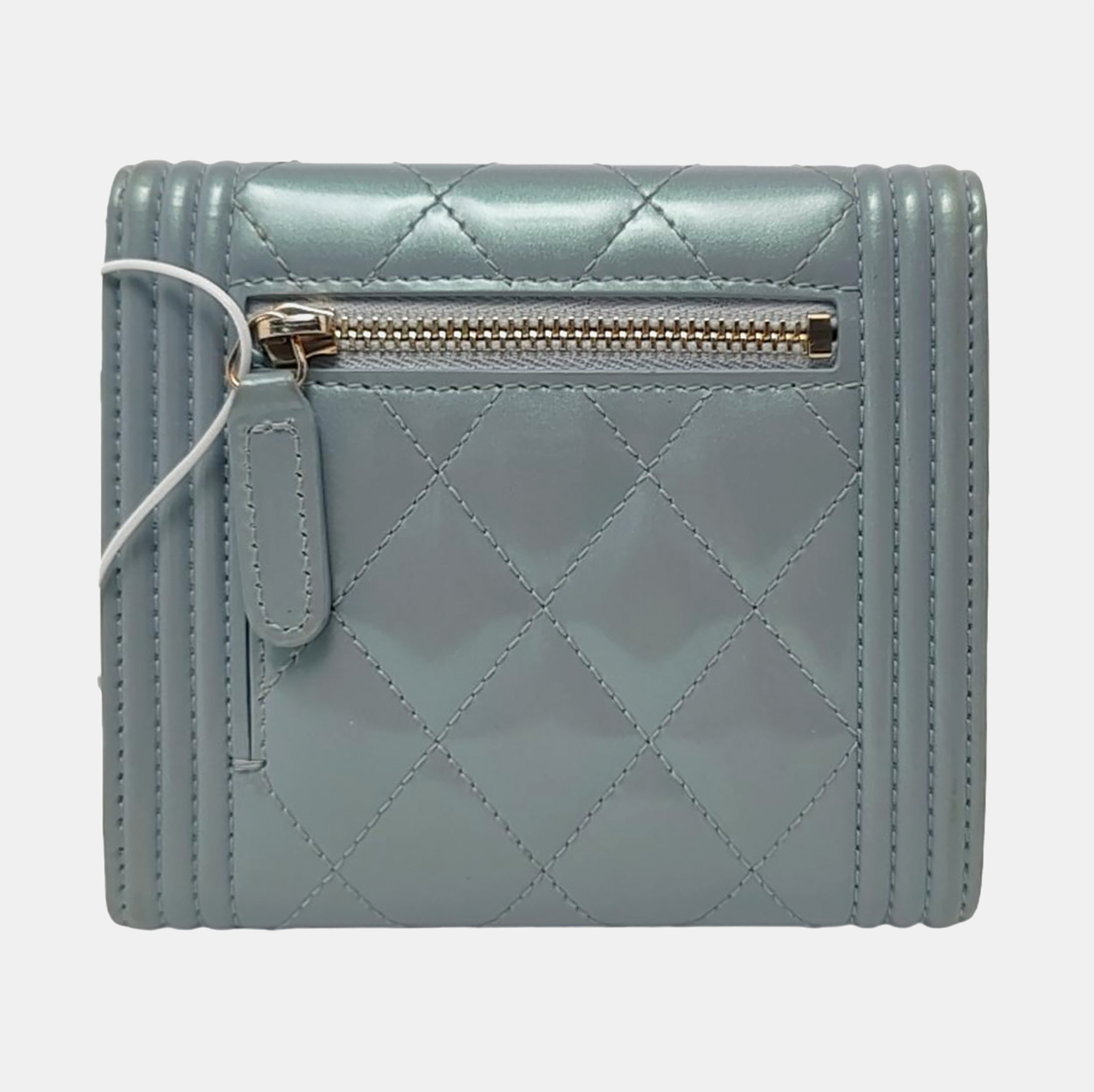 Authenticated pre-owned  Boy Chanel Quilted Patent Leather Blue Wallet - Wallet at Looply