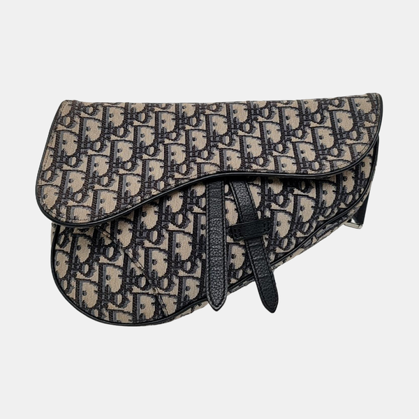 Authenticated pre-owned  Saddle Medium Oblique Canvas Blue - Crossbody Bag at Looply