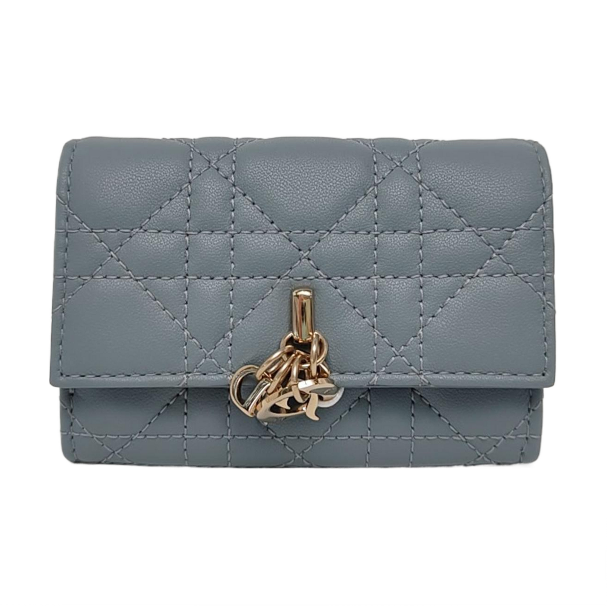 Authenticated pre-owned  Lady Dior Lambskin Blue Wallet - Wallet at Looply