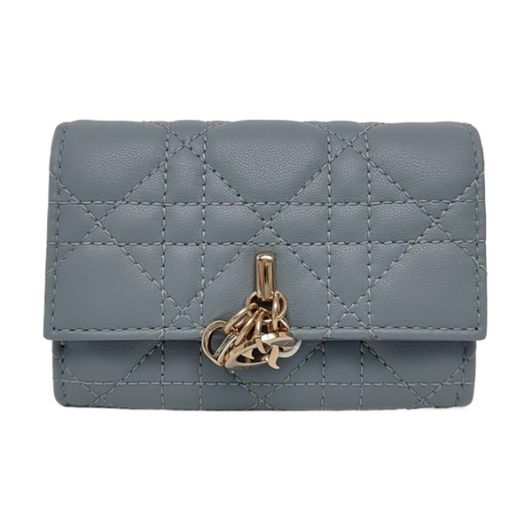 Authenticated pre-owned  Lady Dior Lambskin Blue Wallet - Wallet at Looply