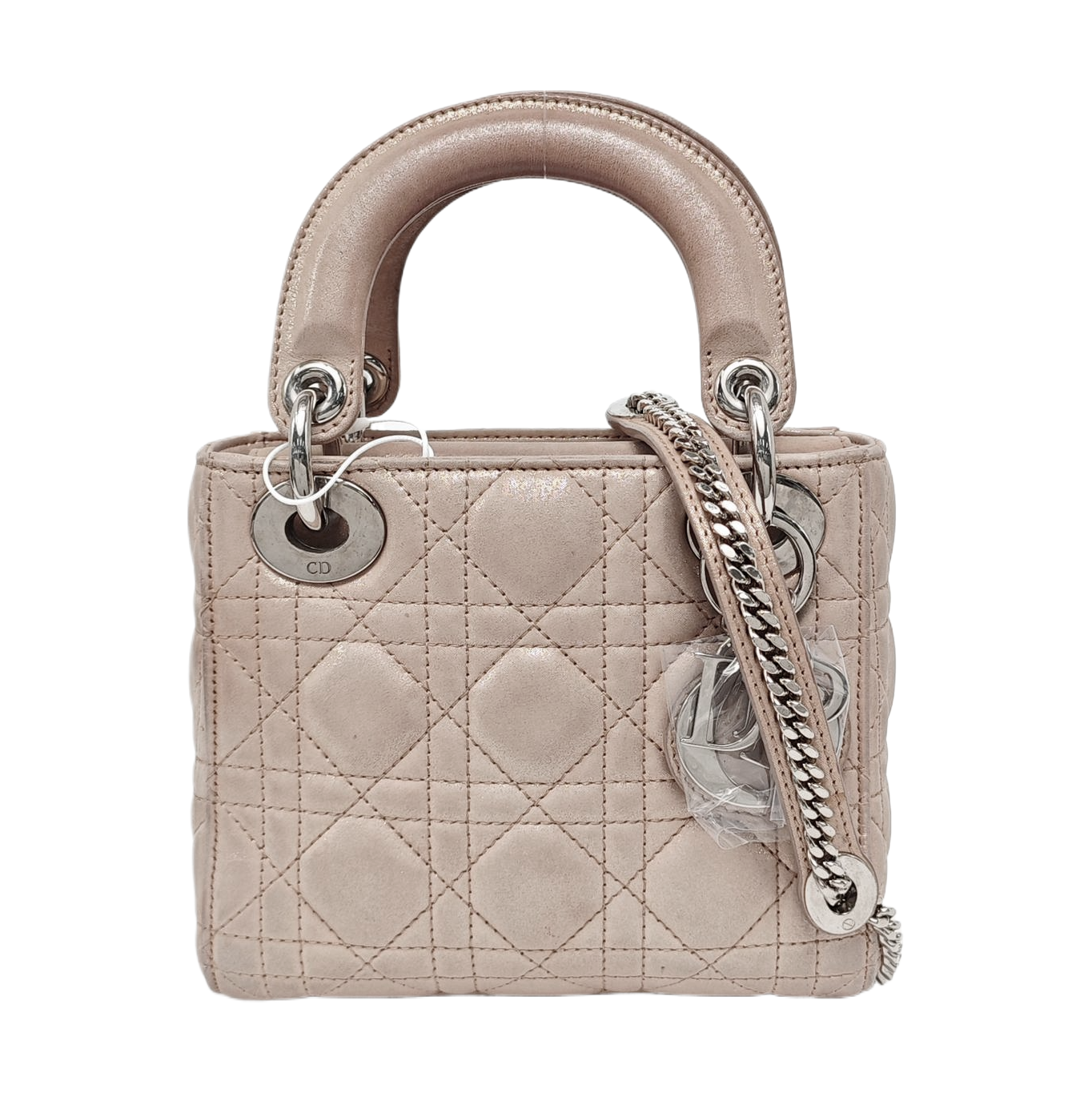 Authenticated pre-owned  Lady Dior Mini Lambskin Beige - Crossbody Bag at Looply