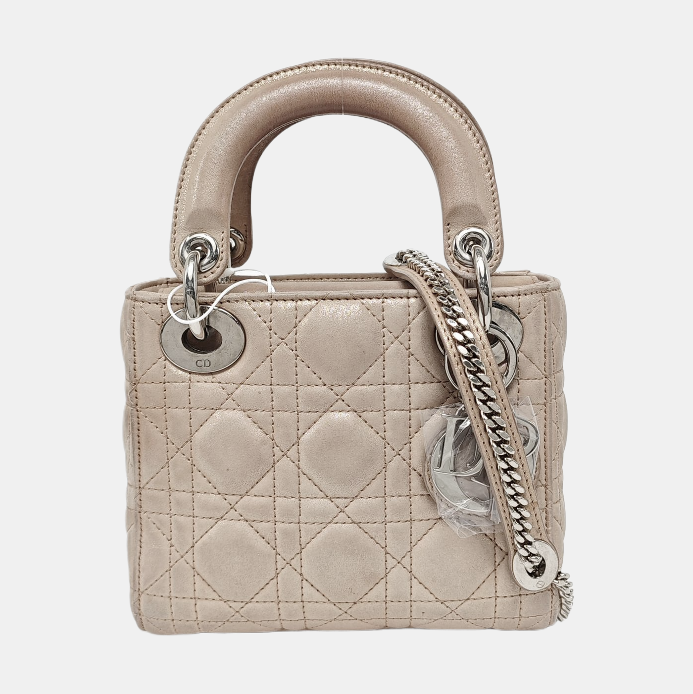 Authenticated pre-owned  Lady Dior Mini Lambskin Beige - Crossbody Bag at Looply