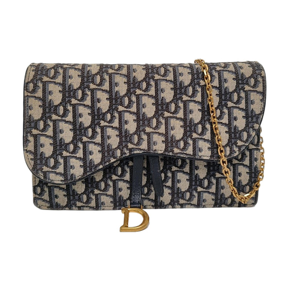 Authenticated pre-owned  Saddle Oblique Canvas Blue - Shoulder Bag at Looply