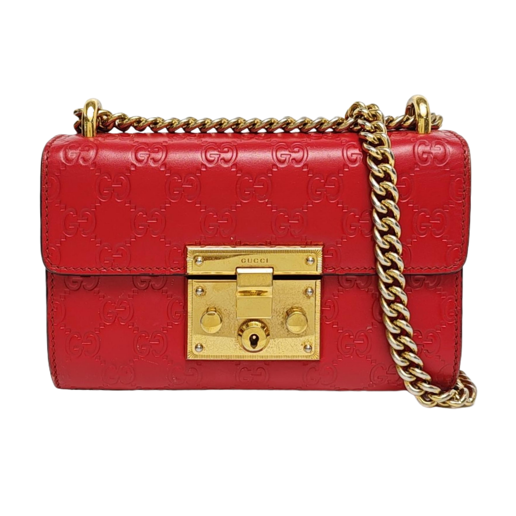Authenticated pre-owned  Padlock Small Monogram Calfskin Red - Crossbody Bag at Looply