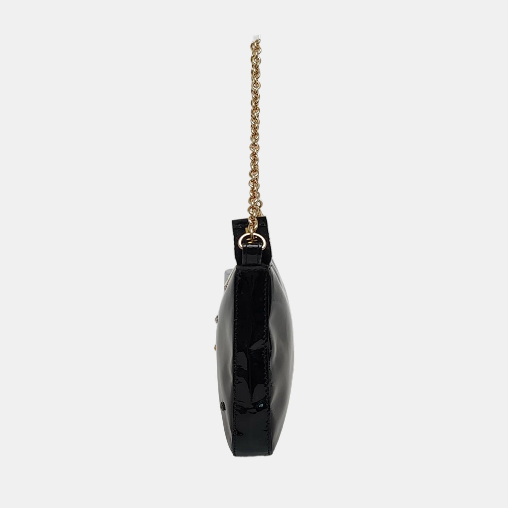 Patent Leather Top Handle Bag Black