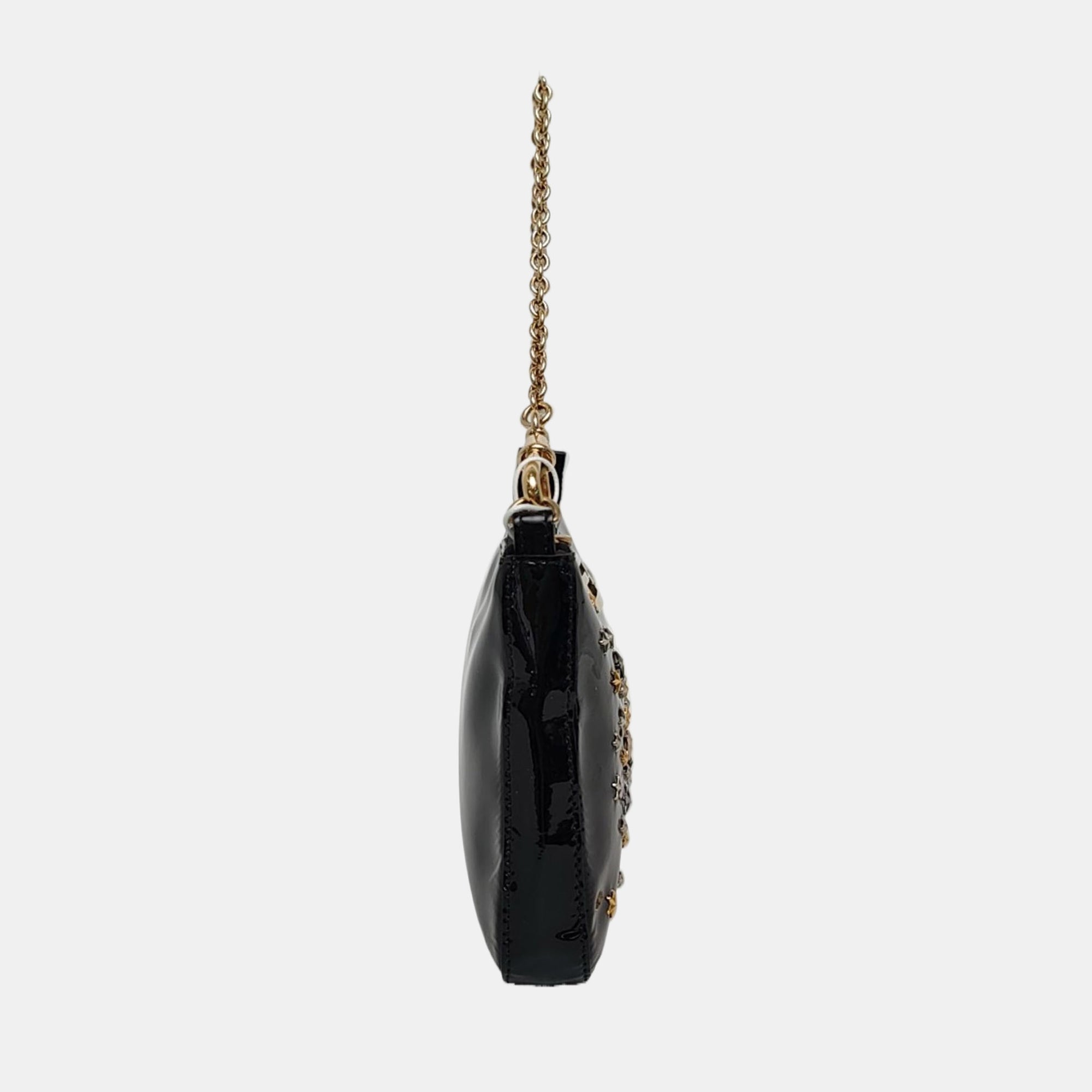 Patent Leather Top Handle Bag Black
