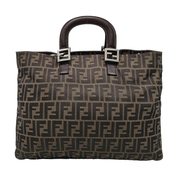 Authenticated pre-owned  Ff Tote Canvas Brown - Top Handle Bag at Looply
