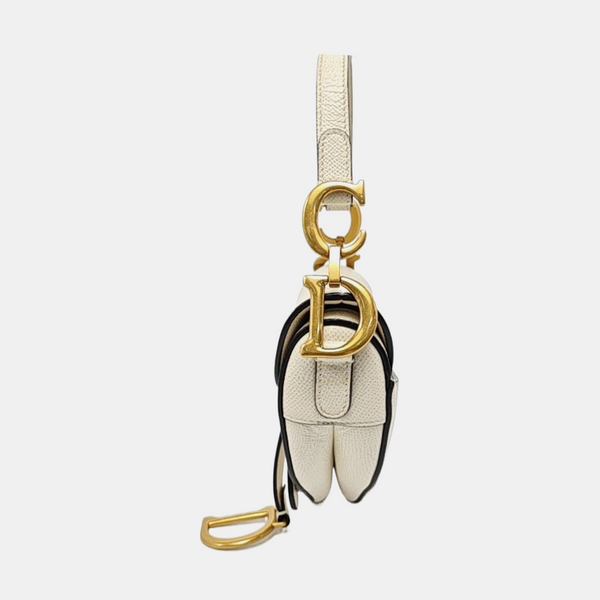 Authenticated pre-owned  Saddle Mini Calfskin White - Top Handle Bag at Looply