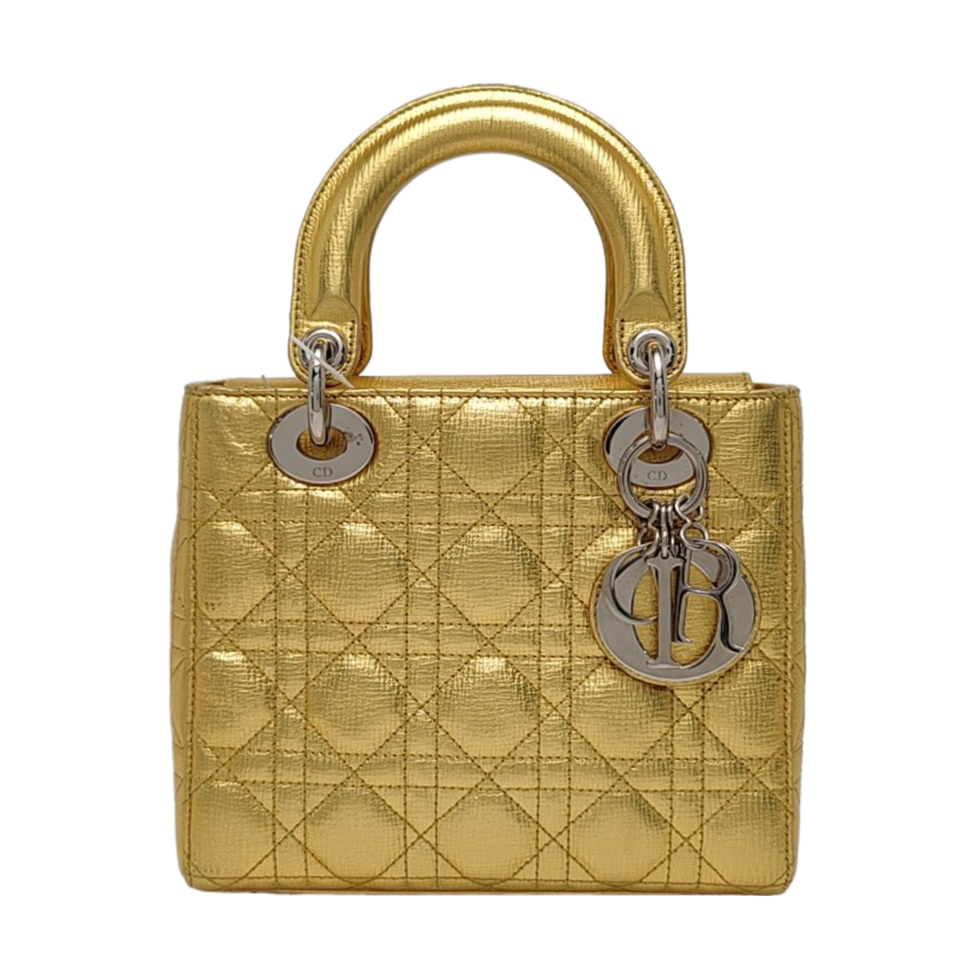Authenticated pre-owned  Lady Dior Small Calfskin Gold - Shoulder Bag at Looply