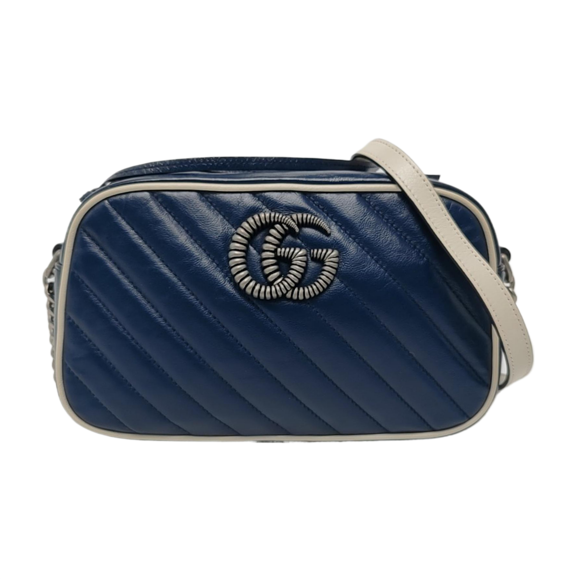 Authenticated pre-owned  GG Marmont Small Calfskin Blue - Shoulder Bag at Looply