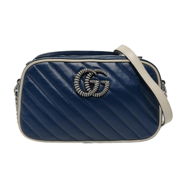 Authenticated pre-owned  GG Marmont Small Calfskin Blue - Shoulder Bag at Looply