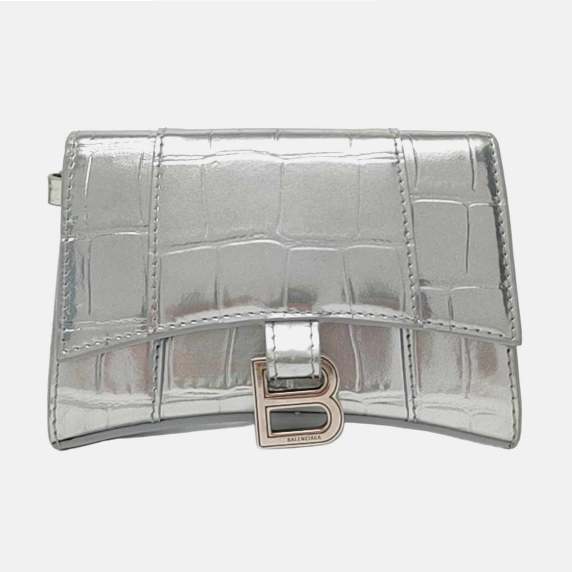 Authenticated pre-owned  Hourglass Calfskin Silver - Clutch at Looply